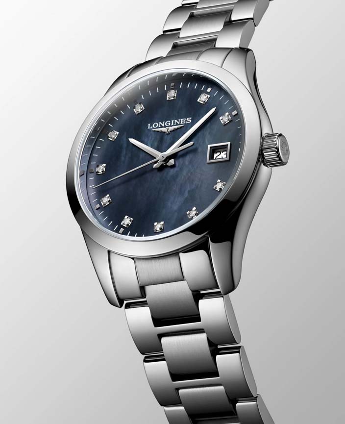Женские кварцевый часы Longines Conquest Classic L2.386.4.88.6 черный нержавеющая сталь — Изображение 4