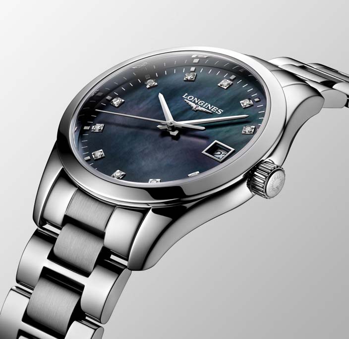 Женские кварцевый часы Longines Conquest Classic L2.386.4.88.6 черный нержавеющая сталь — Изображение 6