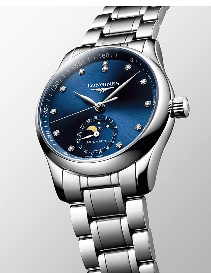 Женские часы Longines The Longines Master Collection L2.409.4.97.6, механизм механический  с автоподзаводом, циферблат синий, браслет нержавеющая сталь — Изображение 3
