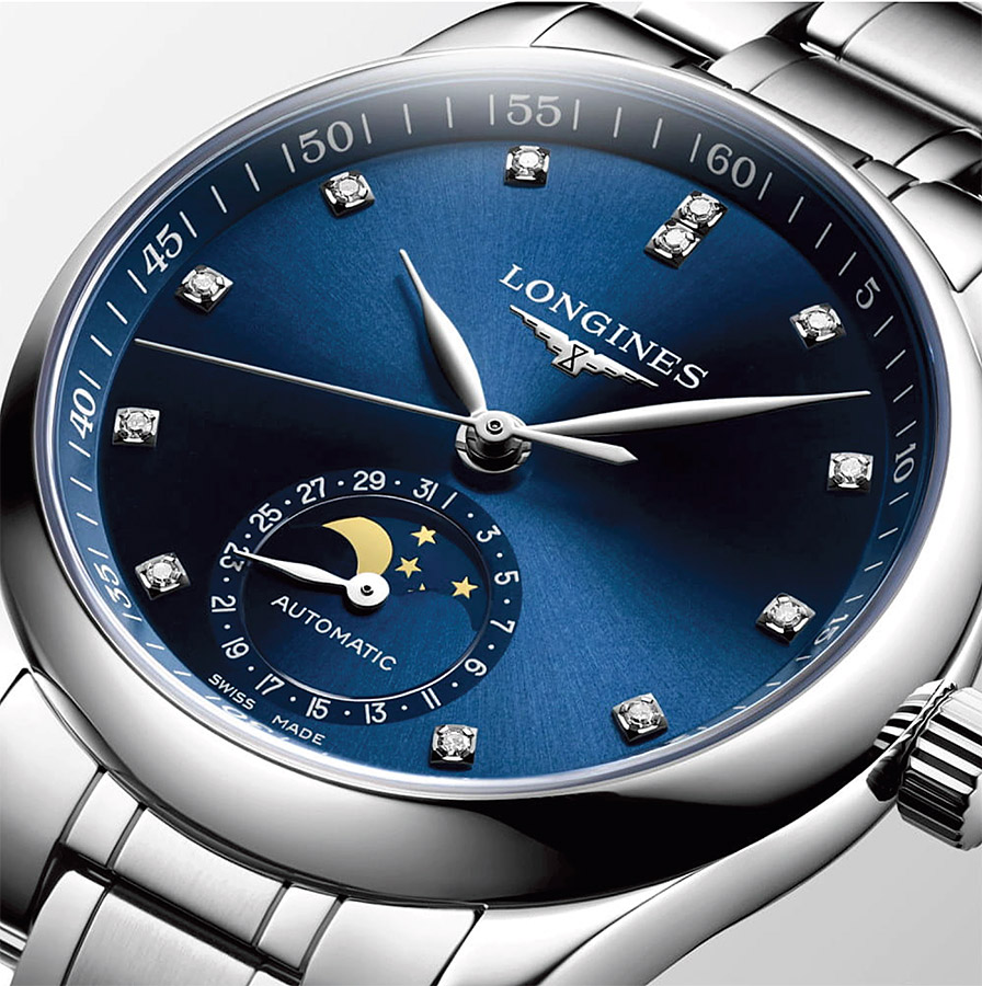 Женские часы Longines The Longines Master Collection L2.409.4.97.6, механизм механический  с автоподзаводом, циферблат синий, браслет нержавеющая сталь — Изображение 6