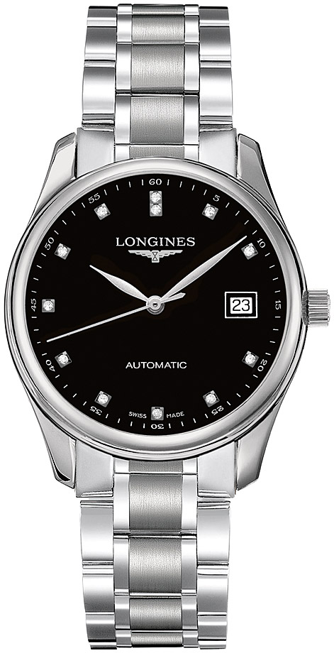 Унисекс часы Longines The Longines Master Collection L2.518.4.57.6, механизм механический с автоподзаводом, циферблат черный, браслет нержавеющая сталь — Изображение 1