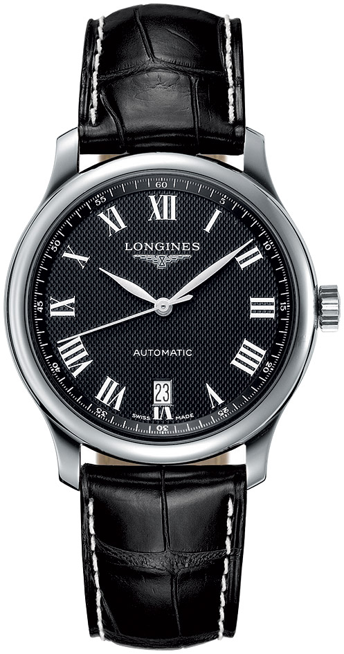 Мужские часы Longines The Longines Master Collection L2.628.4.51.7, механизм механический с автоподзаводом, циферблат черный, браслет кожа — Изображение 1