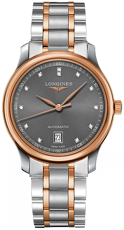 Мужские часы Longines The Longines Master Collection L2.628.5.07.7, механизм механический с автоподзаводом, циферблат черный, браслет нержавеющая сталь + золото 18к — Изображение 1