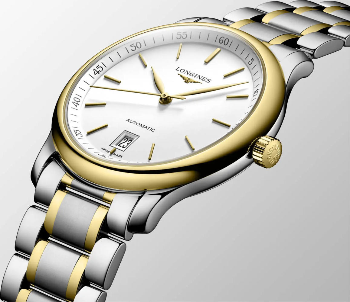 Мужские часы Longines The Longines Master Collection L2.628.5.12.7, механизм механический с автоподзаводом, циферблат белый, браслет нержавеющая сталь + золото 18к — Изображение 3