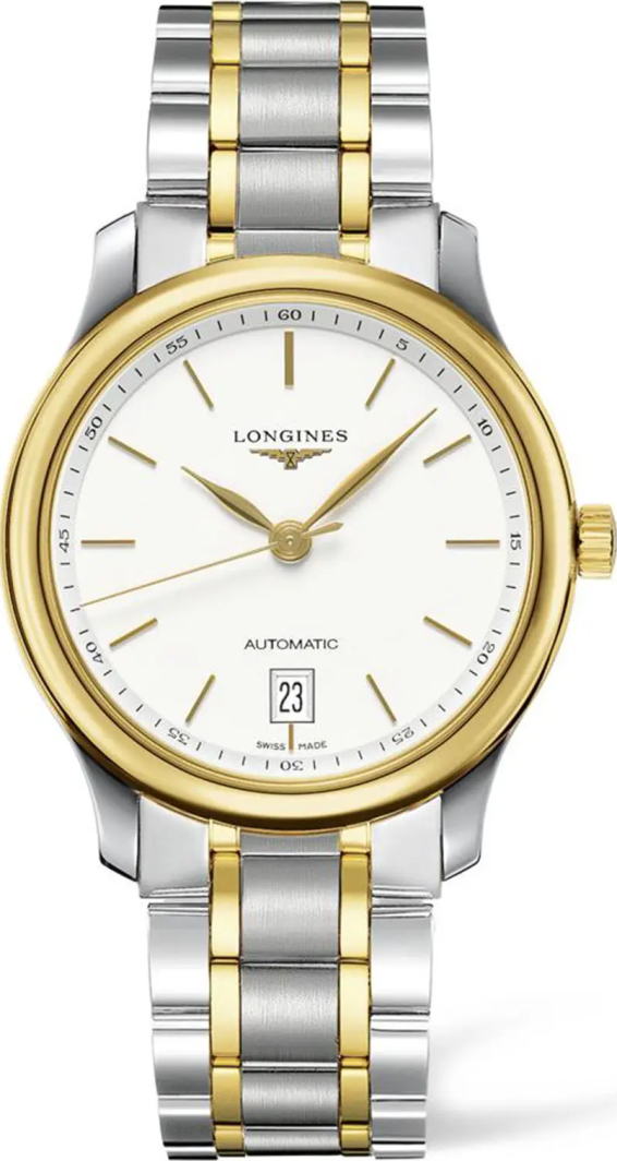 Мужские часы Longines The Longines Master Collection L2.628.5.12.7, механизм механический с автоподзаводом, циферблат белый, браслет нержавеющая сталь + золото 18к — Изображение 1
