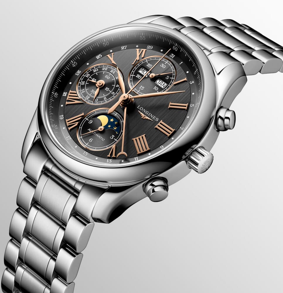 Мужские механический хронограф с автоподзаводом часы Longines The Longines Master Collection L2.673.4.61.6 серый нержавеющая сталь — Изображение 2