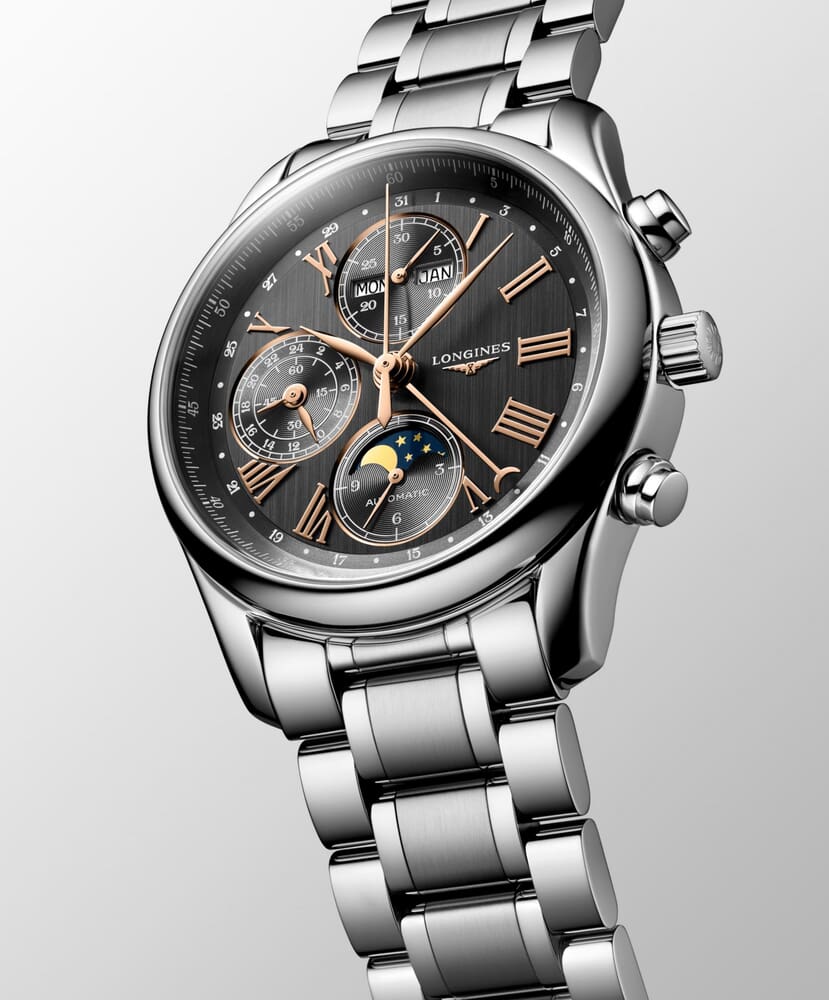 Мужские механический хронограф с автоподзаводом часы Longines The Longines Master Collection L2.673.4.61.6 серый нержавеющая сталь — Изображение 6