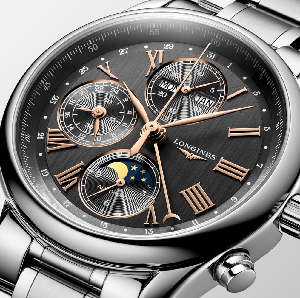 Мужские механический хронограф с автоподзаводом часы Longines The Longines Master Collection L2.673.4.61.6 серый нержавеющая сталь — Изображение 7