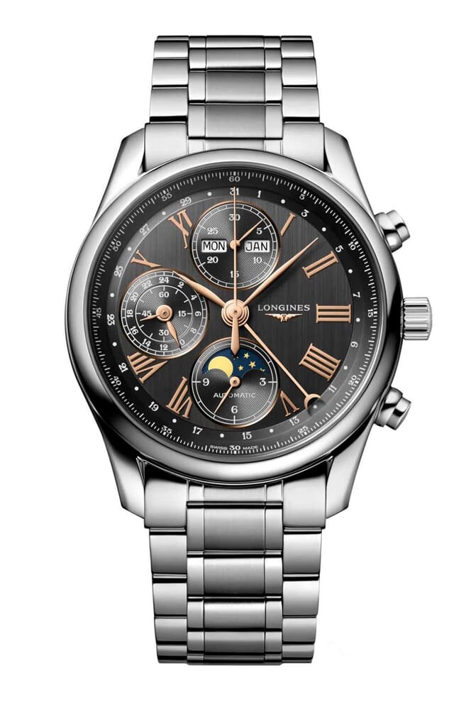 Мужские механический хронограф с автоподзаводом часы Longines The Longines Master Collection L2.673.4.61.6 серый нержавеющая сталь — Изображение 1