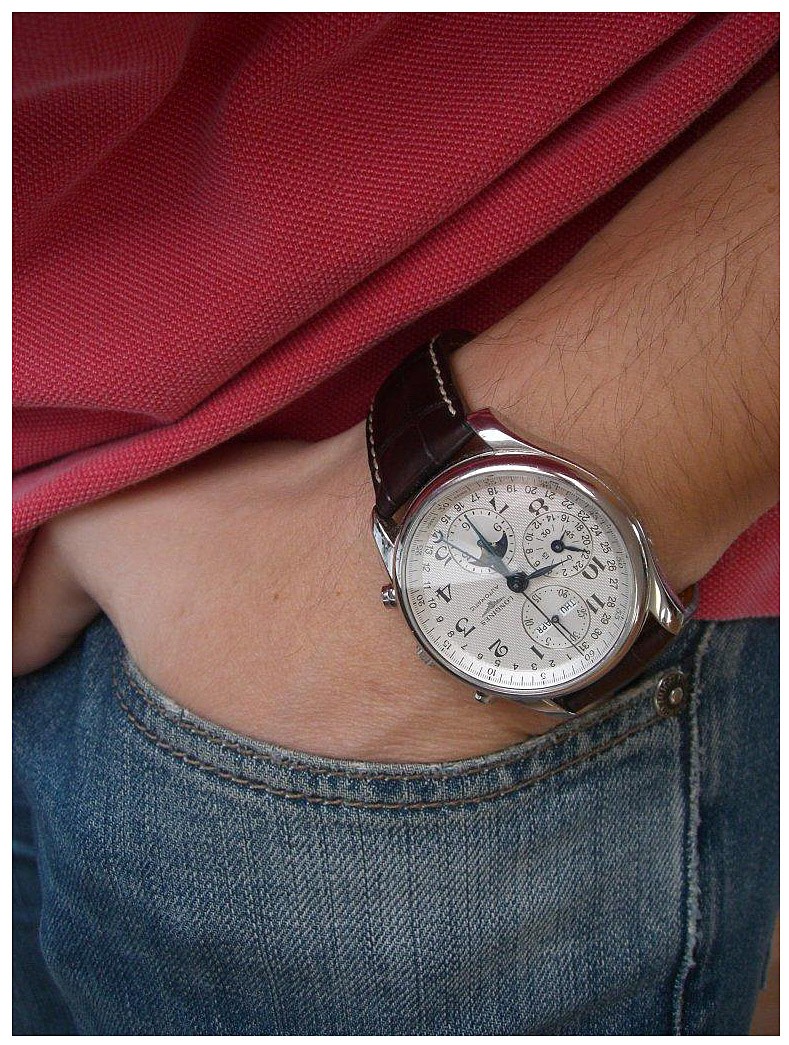 Мужские часы Longines The Longines Master Collection L2.673.4.78.3, механизм механический хронограф с автоподзаводом, циферблат серебристый, браслет кожа — Изображение 5