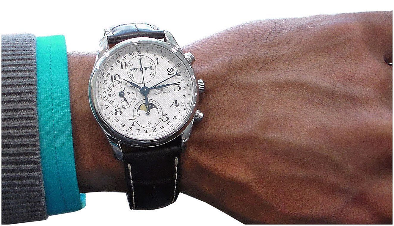 Мужские часы Longines The Longines Master Collection L2.673.4.78.3, механизм механический хронограф с автоподзаводом, циферблат серебристый, браслет кожа — Изображение 6