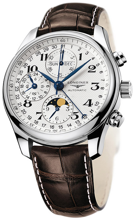 Мужские часы Longines The Longines Master Collection L2.673.4.78.5, механизм механический хронограф с автоподзаводом, циферблат серебристый, браслет кожа — Изображение 2