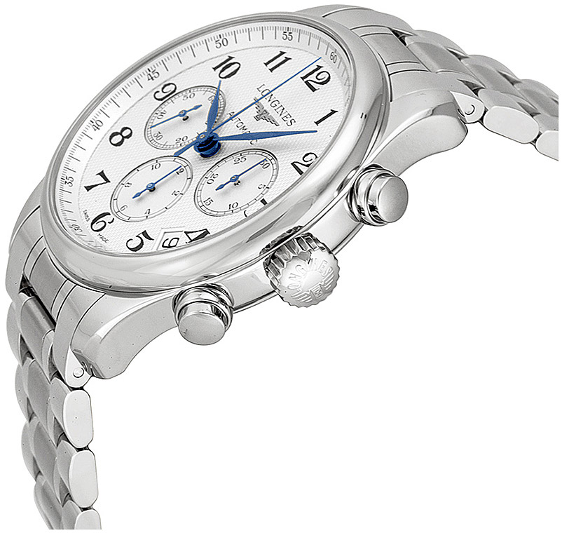Мужские часы Longines The Longines Master Collection L2.693.4.78.6, механизм механический хронограф с автоподзаводом, циферблат серебристый, браслет нержавеющая сталь — Изображение 3