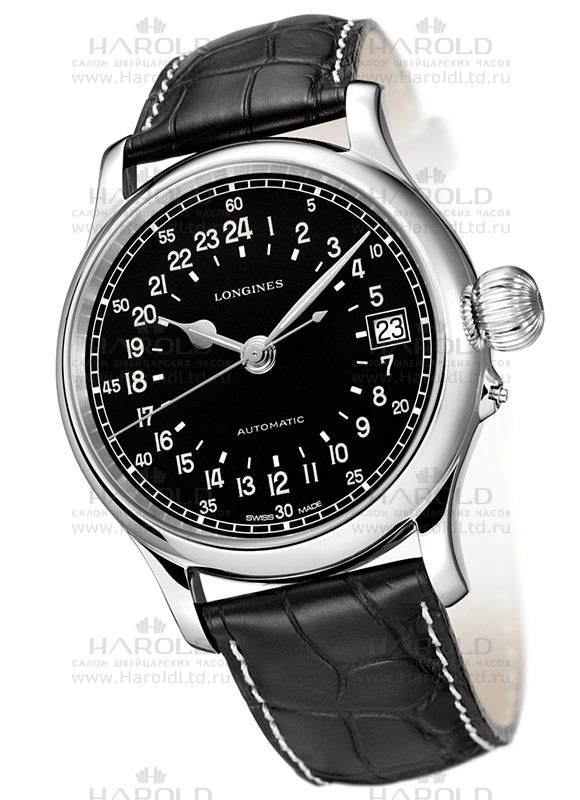 Мужские часы Longines Heritage L2.751.4.53.4, механизм механический с автоподзаводом, циферблат черный, браслет кожа — Изображение 2