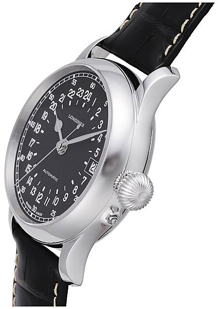 Мужские часы Longines Heritage L2.751.4.53.4, механизм механический с автоподзаводом, циферблат черный, браслет кожа — Изображение 3