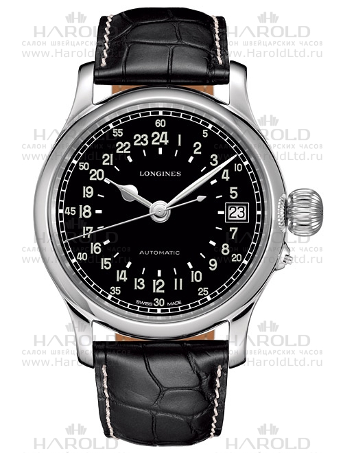 Мужские часы Longines Heritage L2.751.4.53.4, механизм механический с автоподзаводом, циферблат черный, браслет кожа — Изображение 1