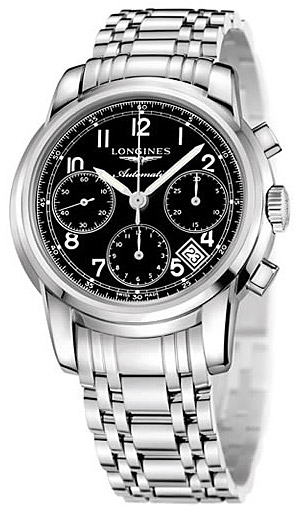 Мужские часы Longines Saint-Imier Collection L2.752.4.52.6, механизм механический хронограф с автоподзаводом, циферблат черный, браслет нержавеющая сталь — Изображение 2