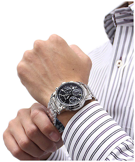 Мужские часы Longines Saint-Imier Collection L2.752.4.52.6, механизм механический хронограф с автоподзаводом, циферблат черный, браслет нержавеющая сталь — Изображение 4