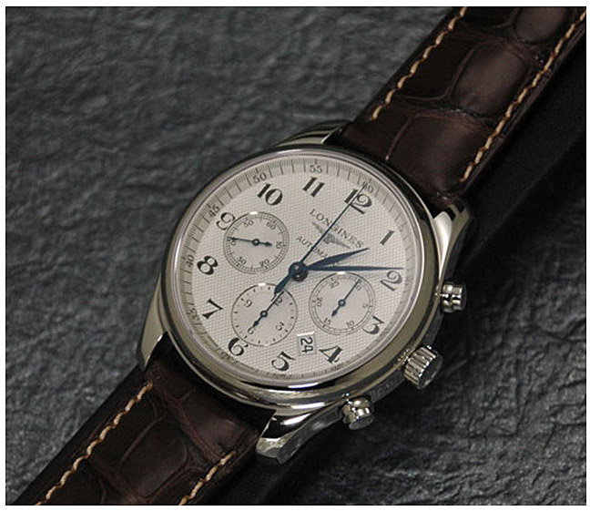 Мужские часы Longines The Longines Master Collection L2.759.4.78.5, механизм механический хронограф с автоподзаводом, циферблат серебристый, браслет кожа — Изображение 5