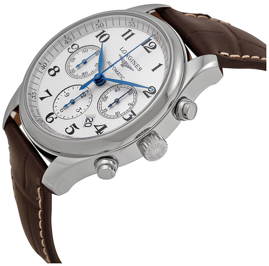 Мужские часы Longines The Longines Master Collection L2.759.4.78.5, механизм механический хронограф с автоподзаводом, циферблат серебристый, браслет кожа — Изображение 7