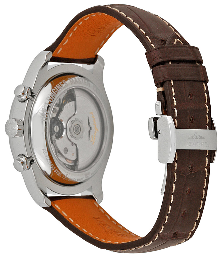 Мужские часы Longines The Longines Master Collection L2.759.4.78.5, механизм механический хронограф с автоподзаводом, циферблат серебристый, браслет кожа — Изображение 8