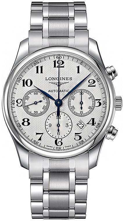 Мужские часы Longines The Longines Master Collection L2.759.4.78.6, механизм механический хронограф с автоподзаводом, циферблат серебристый, браслет нержавеющая сталь — Изображение 1