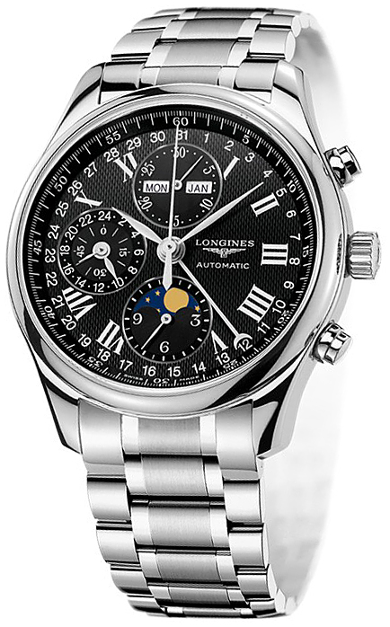 Мужские механический хронограф с автоподзаводом часы Longines The Longines Master Collection L2.773.4.51.6 черный нержавеющая сталь — Изображение 2