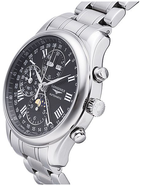 Мужские механический хронограф с автоподзаводом часы Longines The Longines Master Collection L2.773.4.51.6 черный нержавеющая сталь — Изображение 3