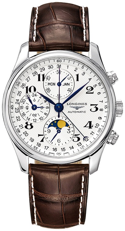Мужские часы Longines The Longines Master Collection L2.773.4.78.5, механизм механический хронограф с автоподзаводом, циферблат серебристый, браслет кожа — Изображение 1