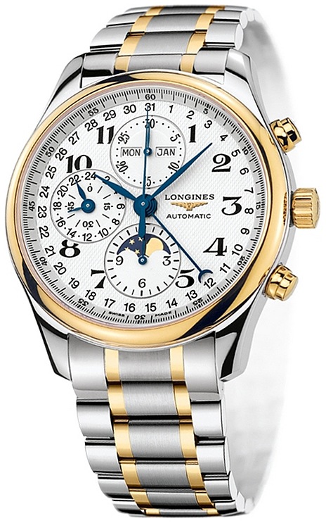 Мужские механический хронограф с автоподзаводом часы Longines The Longines Master Collection L2.773.5.78.7 серебристый нержавеющая сталь + золото 18к — Изображение 2