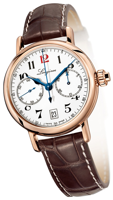 Мужские механический хронограф с автоподзаводом часы Longines Column-Wheel Chronograph L2.775.8.23.3 белый кожа — Изображение 2