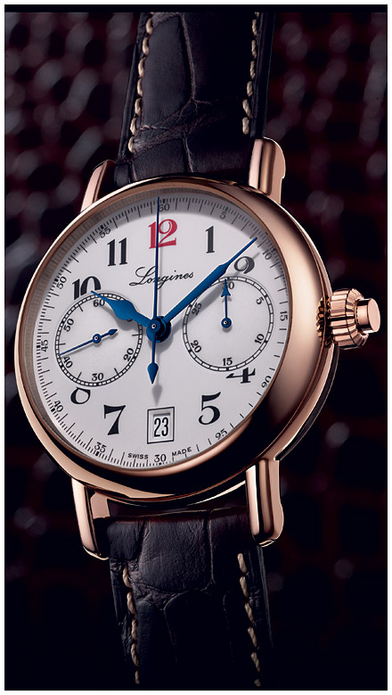 Мужские механический хронограф с автоподзаводом часы Longines Column-Wheel Chronograph L2.775.8.23.3 белый кожа — Изображение 3