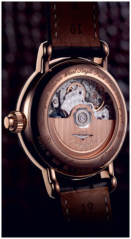 Мужские механический хронограф с автоподзаводом часы Longines Column-Wheel Chronograph L2.775.8.23.3 белый кожа — Изображение 4
