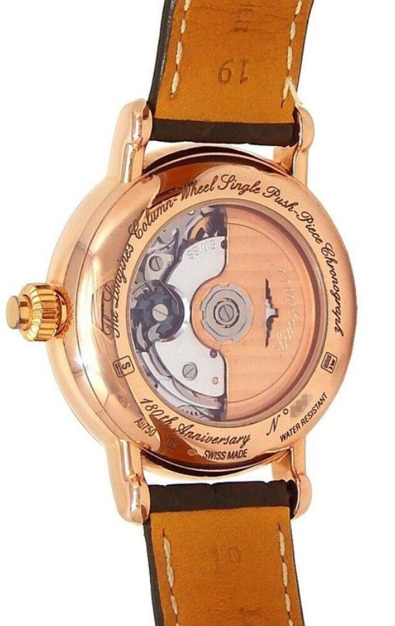 Мужские механический хронограф с автоподзаводом часы Longines Column-Wheel Chronograph L2.775.8.23.5 белый кожа — Изображение 3