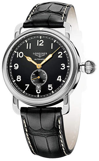 Мужские часы Longines Heritage L2.777.4.53.2, механизм механический с автоподзаводом, циферблат черный, браслет кожа — Изображение 2