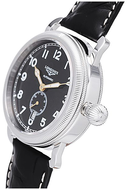 Мужские часы Longines Heritage L2.777.4.53.2, механизм механический с автоподзаводом, циферблат черный, браслет кожа — Изображение 3