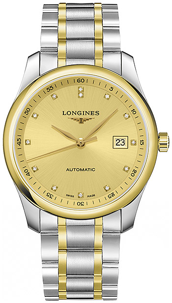 Мужские часы Longines The Longines Master Collection L2.793.5.37.7, механизм механический с автоподзаводом, циферблат золотистый, браслет нержавеющая сталь + золото 18к — Изображение 1