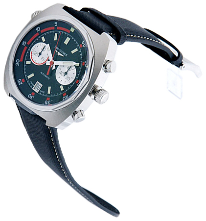 Мужские часы Longines Heritage L2.796.4.52.0, механизм механический хронограф с автоподзаводом, циферблат черный, браслет синтетика — Изображение 2