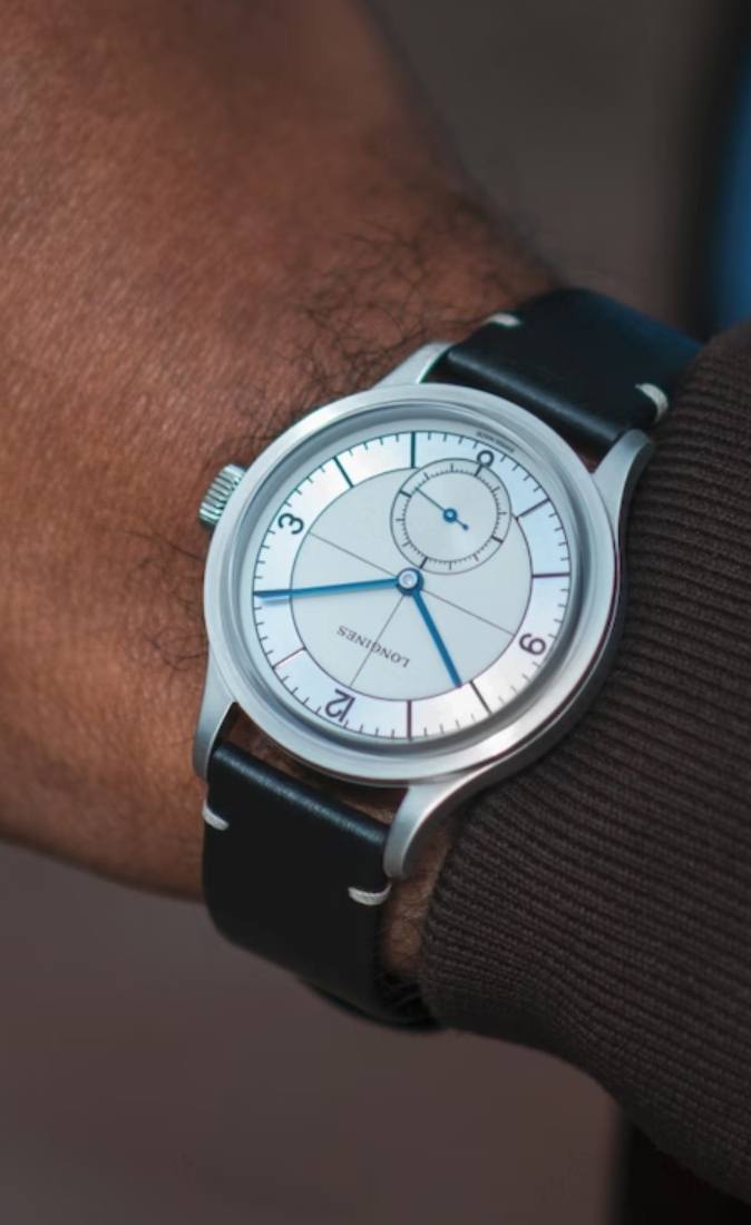 Мужские часы Longines Heritage L2.828.4.73.0, механизм механический с автоподзаводом, циферблат серебристый, браслет кожа — Изображение 2