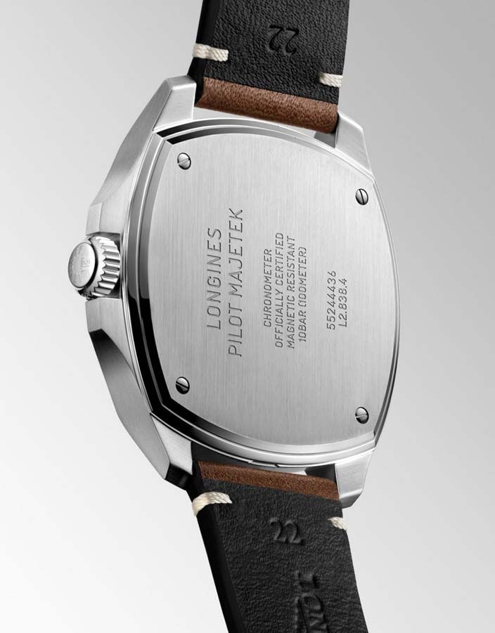 Мужские часы Longines Pilot Majetek L2.838.4.53.9, механизм механический с автоподзаводом, циферблат черный, браслет кожа — Изображение 3
