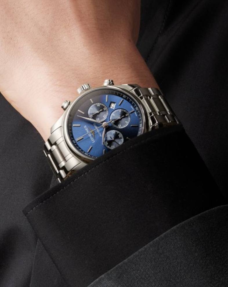 Мужские механический хронограф с автоподзаводом часы Longines The Longines Master Collection L2.859.4.92.6 синий нержавеющая сталь — Изображение 2