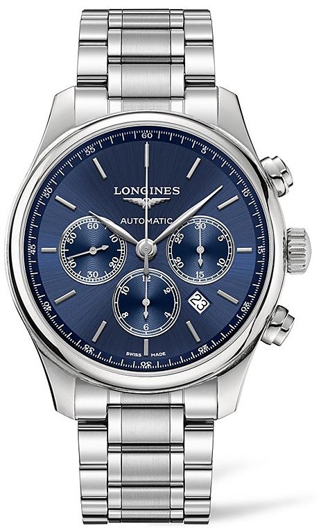 Мужские механический хронограф с автоподзаводом часы Longines The Longines Master Collection L2.859.4.92.6 синий нержавеющая сталь — Изображение 1