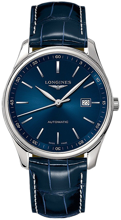 Мужские часы Longines The Longines Master Collection L2.893.4.92.2, механизм механический с автоподзаводом, циферблат синий, браслет кожа — Изображение 1