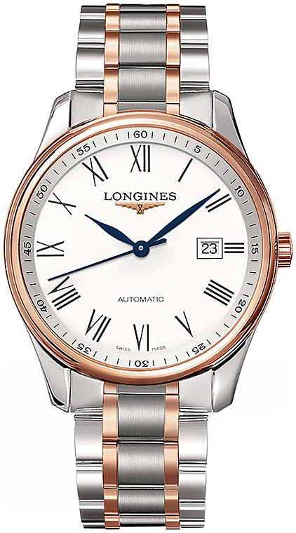 Мужские часы Longines The Longines Master Collection L2.893.5.11.7, механизм механический с автоподзаводом, циферблат белый, браслет нержавеющая сталь + золото 18к — Изображение 1