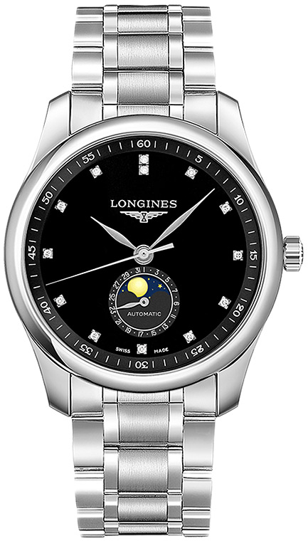 Мужские часы Longines The Longines Master Collection L2.909.4.57.6, механизм механический с автоподзаводом, циферблат черный, браслет нержавеющая сталь — Изображение 1