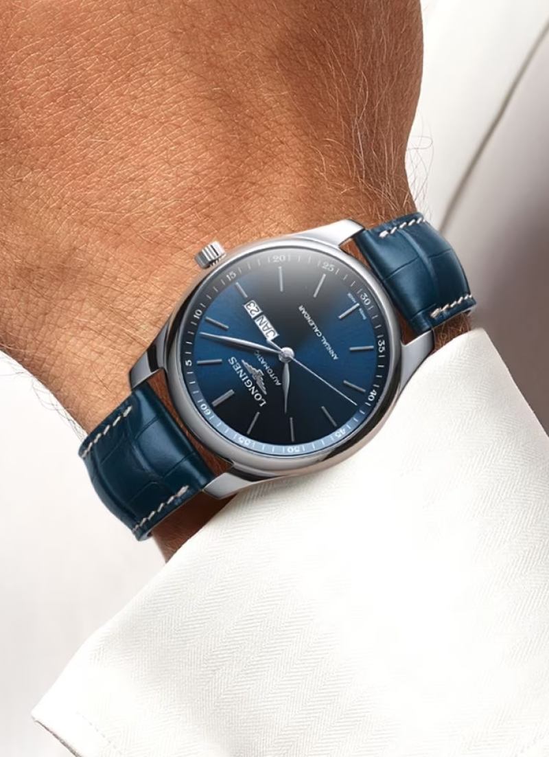 Мужские часы Longines The Longines Master Collection L2.910.4.92.0, механизм механический с автоподзаводом, циферблат синий, браслет кожа — Изображение 2