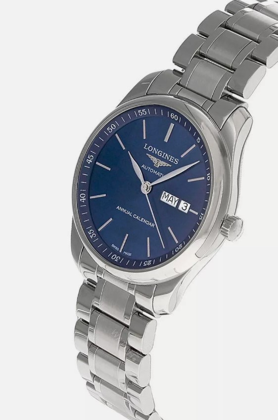 Мужские часы Longines The Longines Master Collection L2.910.4.92.6, механизм механический с автоподзаводом, циферблат синий, браслет нержавеющая сталь — Изображение 3