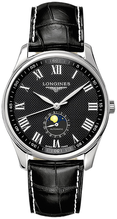 Мужские часы Longines The Longines Master Collection L2.919.4.51.7, механизм механический с автоподзаводом, циферблат черный, браслет кожа — Изображение 1