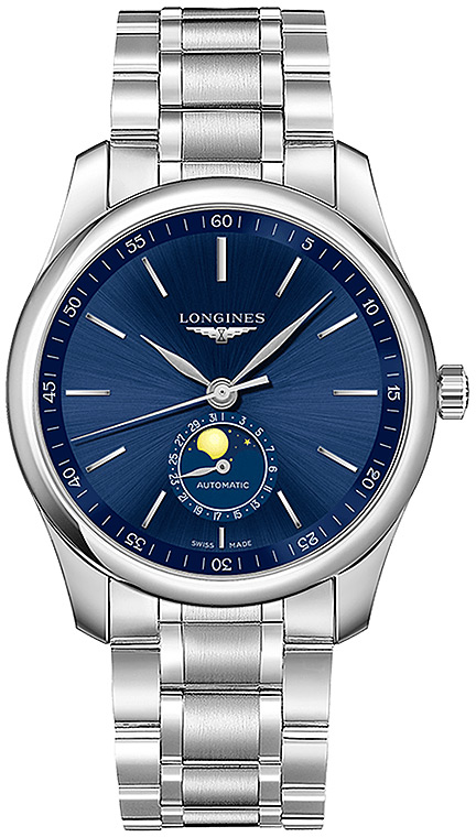 Мужские часы Longines The Longines Master Collection L2.919.4.92.6, механизм механический с автоподзаводом, циферблат синий, браслет нержавеющая сталь — Изображение 1
