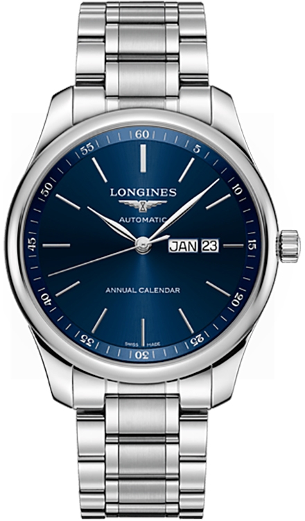 Мужские часы Longines The Longines Master Collection L2.920.4.92.6, механизм механический с автоподзаводом, циферблат синий, браслет нержавеющая сталь — Изображение 1